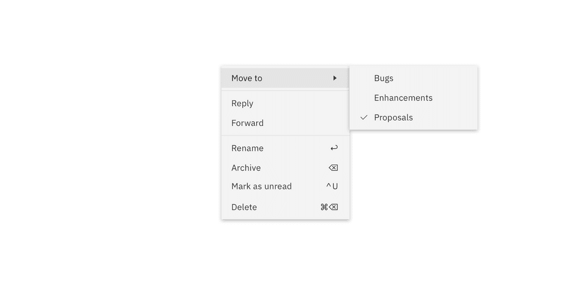 Example of context menu structure.